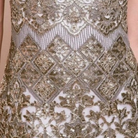 TADASHI SHOJI BERA SEQUIN EMBROIDERED DRESS Size 10 NWT Wedding Cocktail Silver - Picture 14 of 16